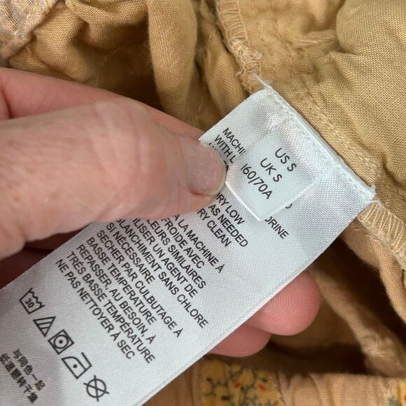 Kimchi Blue Sunita Jogger Pants Patchwork Small Tan Yellow Quilted Cotton Print - Picture 7 of 14